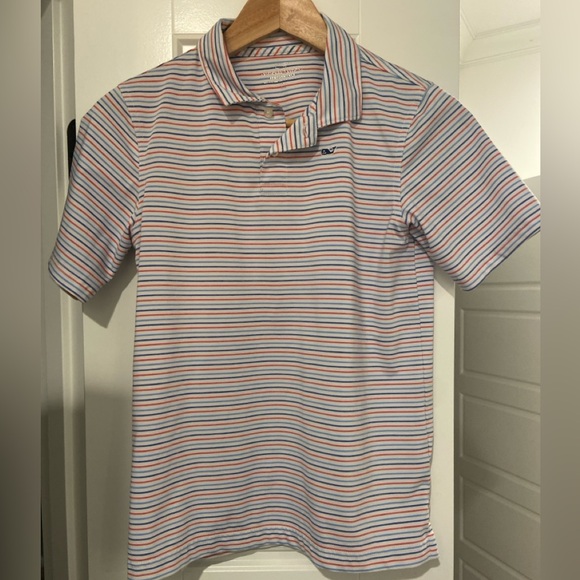 Vineyard Vines Boys Performance Stretch Striped Polo | Size M - Picture 2 of 4
